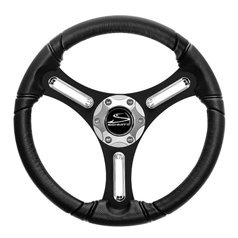 Schmitt Marine Torcello 14" Wheel - 03 Series - Polyurethane Wheel w/Chrome Spoke Inserts  Cap - Black Brushed Spokes - 3/4" Tapered Shaft [PU031104-12]