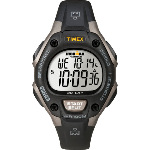 Timex Ironman Triathlon 30 Lap Mid Size - Black/Silver [T5E961]