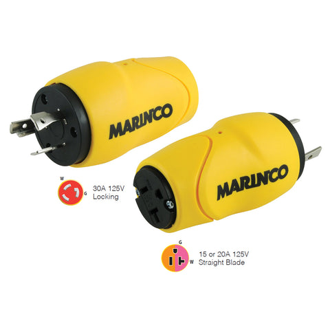 Marinco Straight Adapter, 30A Male - 15A Female [S30-15]