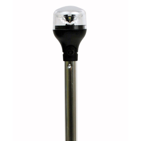 Attwood LightArmor All-Around Light - 20" Aluminum Pole - Black Vertical Composite Base w/Adapter [5551-PA20-7]