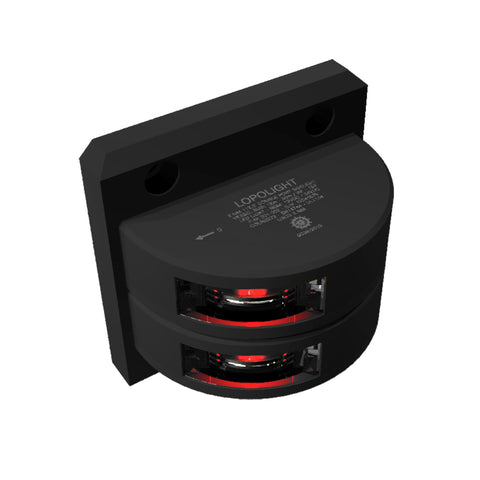 Lopolight Series 301-002 - Double Stacked Port Sidelight - 2NM - Vertical Mount - Red - Black Housing [301-002ST-B]