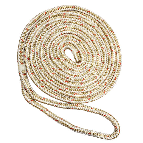 New England Ropes 5/8" Double Braid Dock Line - White/Gold w/Tracer - 15 [C5059-20-00015]