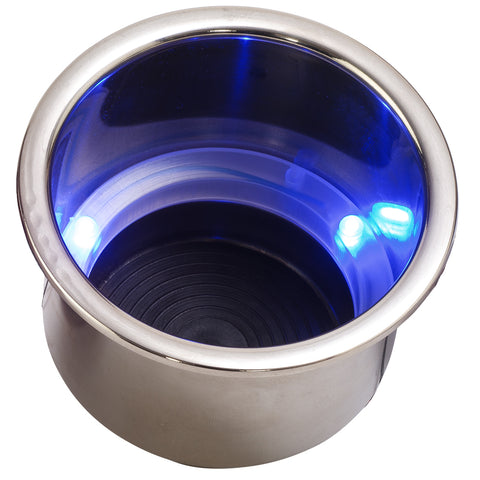 Sea-Dog LED Flush Mount Combo Drink Holder w/Drain Fitting - Blue LED [588074-1]