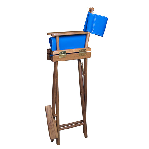 Whitecap Captains Chair w/Blue Seat Covers - Teak [60045]