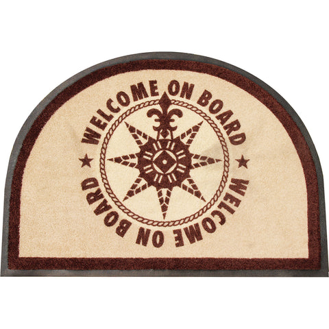 Marine Business Non-Slip WELCOME ON BOARD Half-Moon-Shaped Mat - Brown [41218]