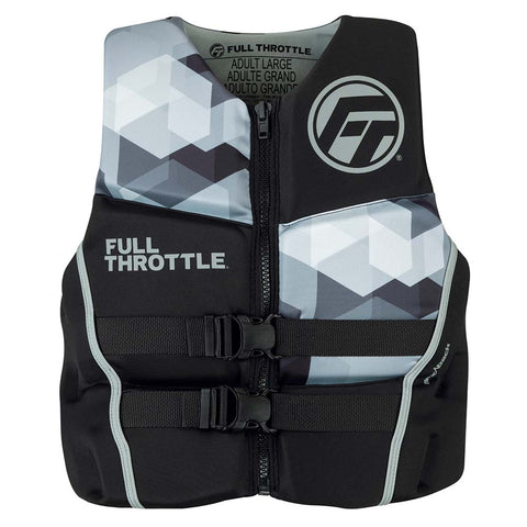 Full Throttle Mens Rapid-Dry Flex-Back Life Jacket - XL - Black/Grey [142500-701-050-22]