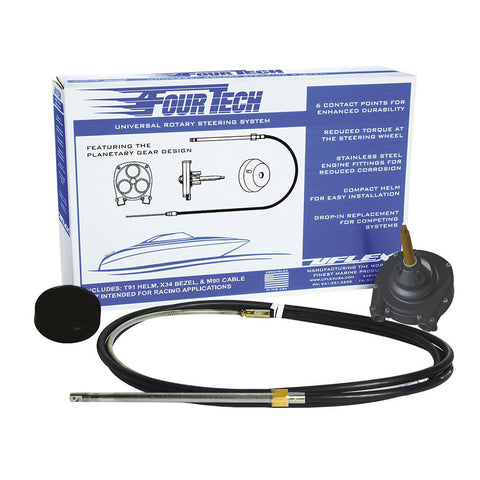 Uflex Fourtech 8 Black Mach Rotary Steering System w/Helm, Bezel  Cable [FOURTECHBLK08]
